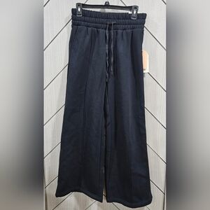 Chic Black Drawstring Wide-Leg Pants